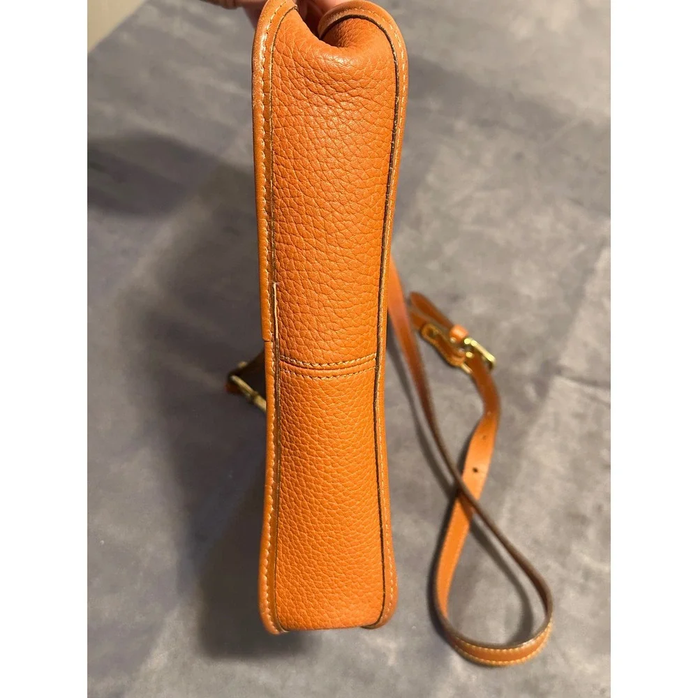 Dooney & Bourke All Weather Leather Crossbody Bag Orange Pebbled Duck Fob Vtg.